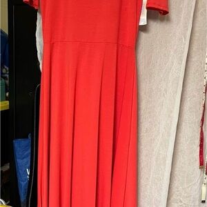 LuLaRoe Orange A-Line Maxi Dress for Wedding Guest